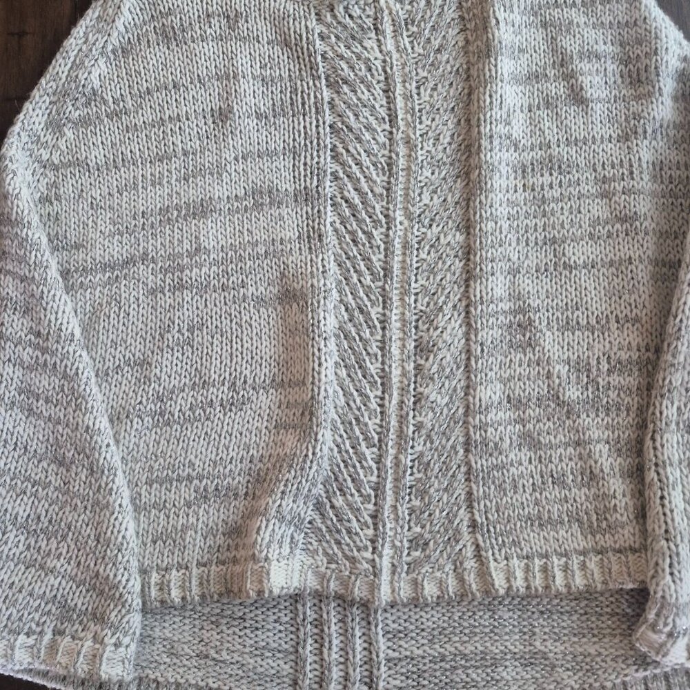 Cozy White House Black Market Beige Knit Sweater Poncho L